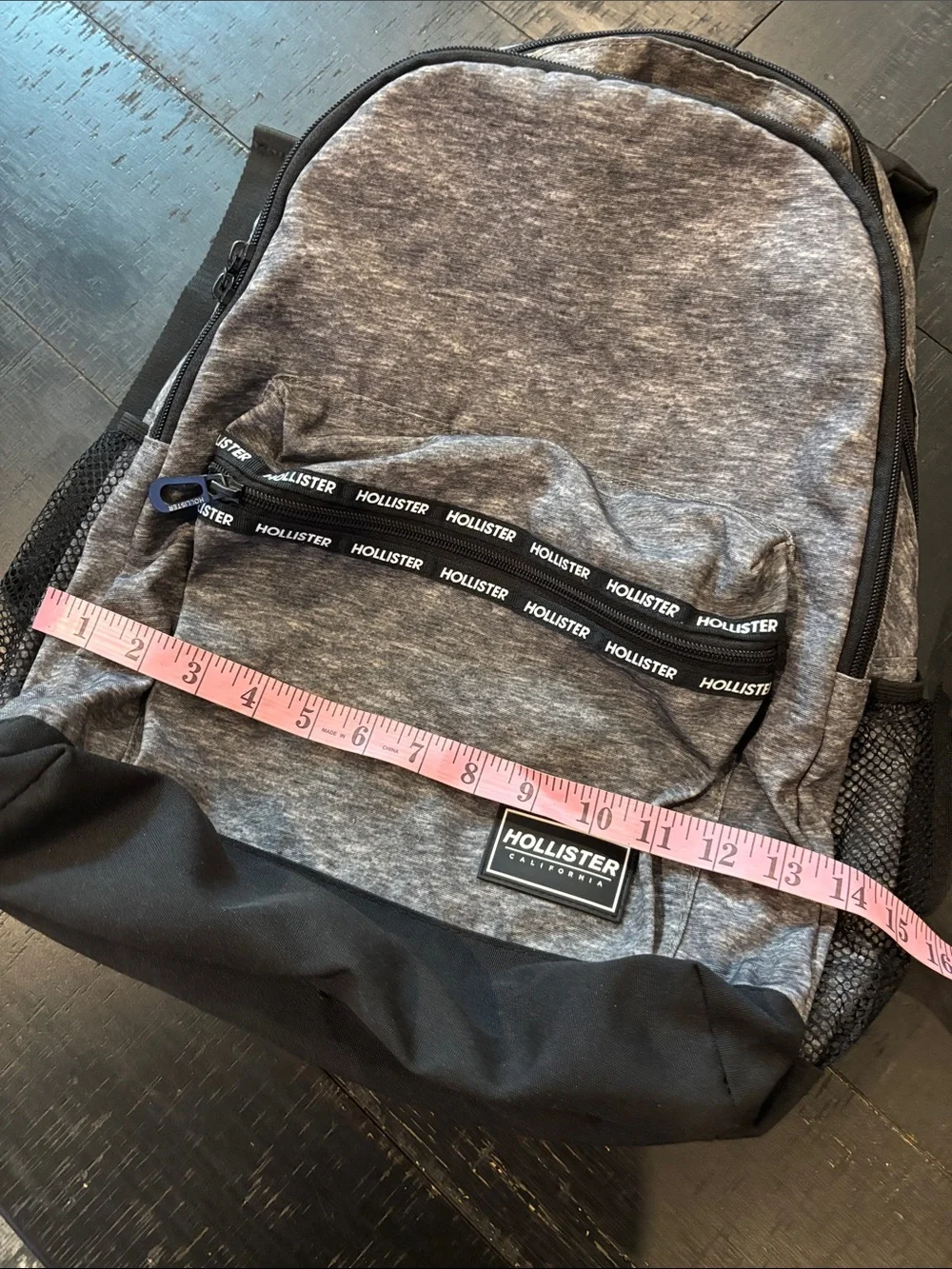 Hollister Heather Black White School College Backpack with Black Base
